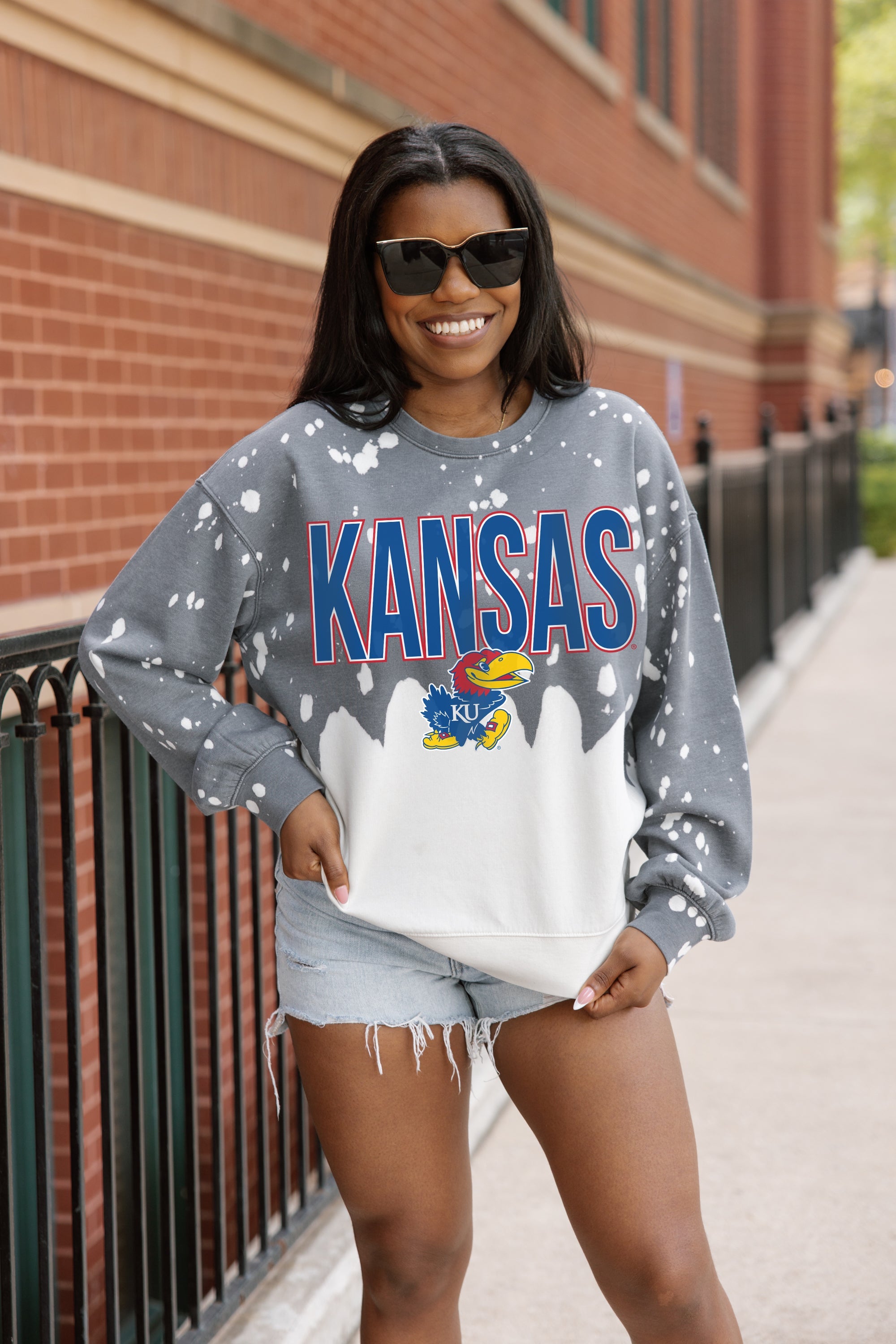 KANSAS JAYHAWKS CASUAL FAN LONG-SLEEVE FRENCH TERRY PULLOVER