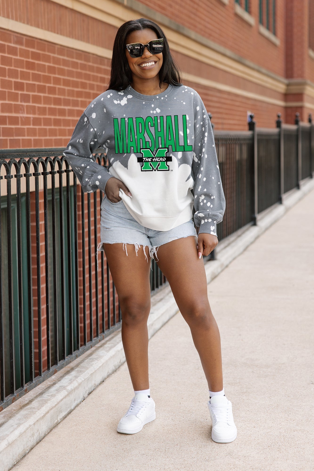 MARSHALL THUNDERING HERD CASUAL FAN LONG-SLEEVE FRENCH TERRY PULLOVER