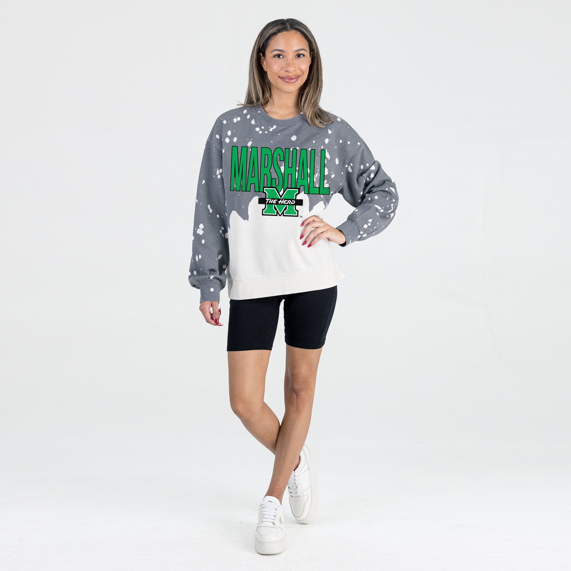 MARSHALL THUNDERING HERD CASUAL FAN LONG-SLEEVE FRENCH TERRY PULLOVER