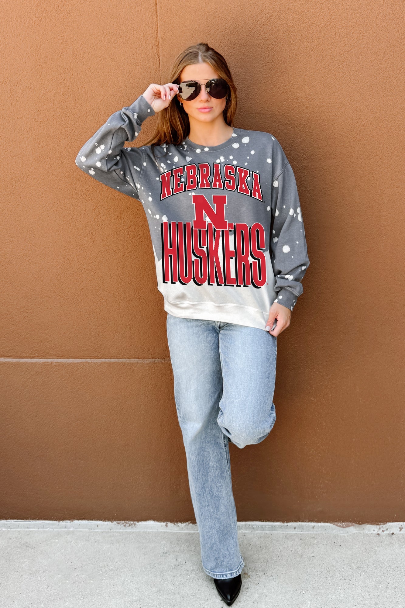 NEBRASKA CORNHUSKERS ARCH RIVALS LONG-SLEEVE FRENCH TERRY PULLOVER