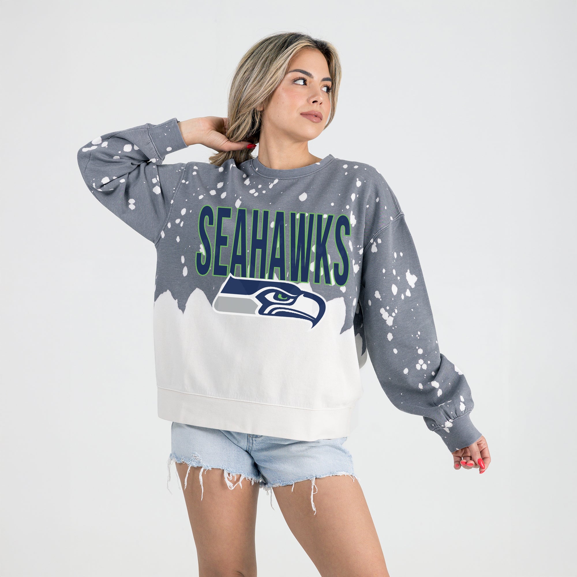 SEATTLE SEAHAWKS CASUAL FAN LONG-SLEEVE FRENCH TERRY PULLOVER