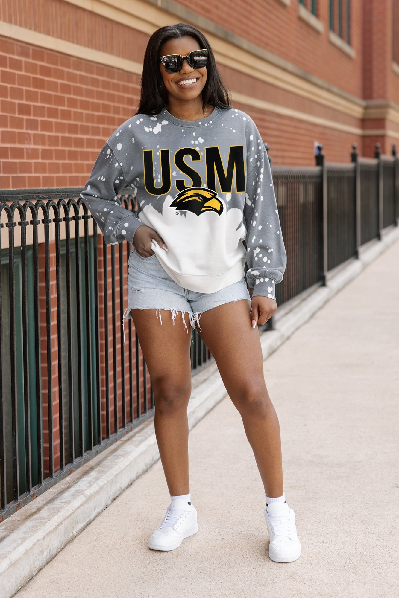 SOUTHERN MISS GOLDEN EAGLES CASUAL FAN LONG-SLEEVE FRENCH TERRY PULLOVER