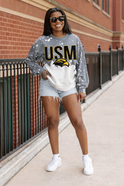 SOUTHERN MISS GOLDEN EAGLES CASUAL FAN LONG-SLEEVE FRENCH TERRY PULLOVER