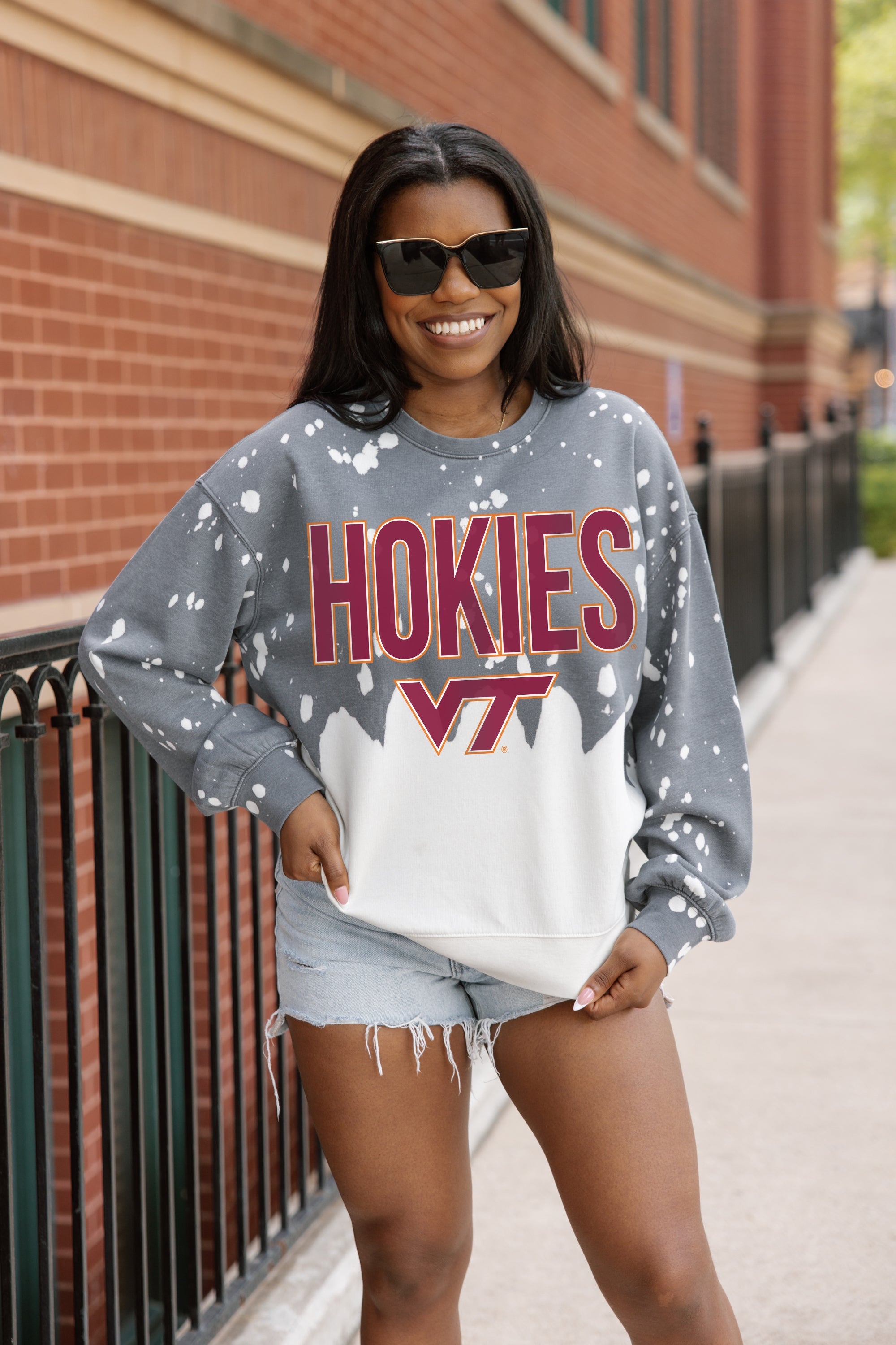 VIRGINIA TECH HOKIES CASUAL FAN LONG-SLEEVE FRENCH TERRY PULLOVER