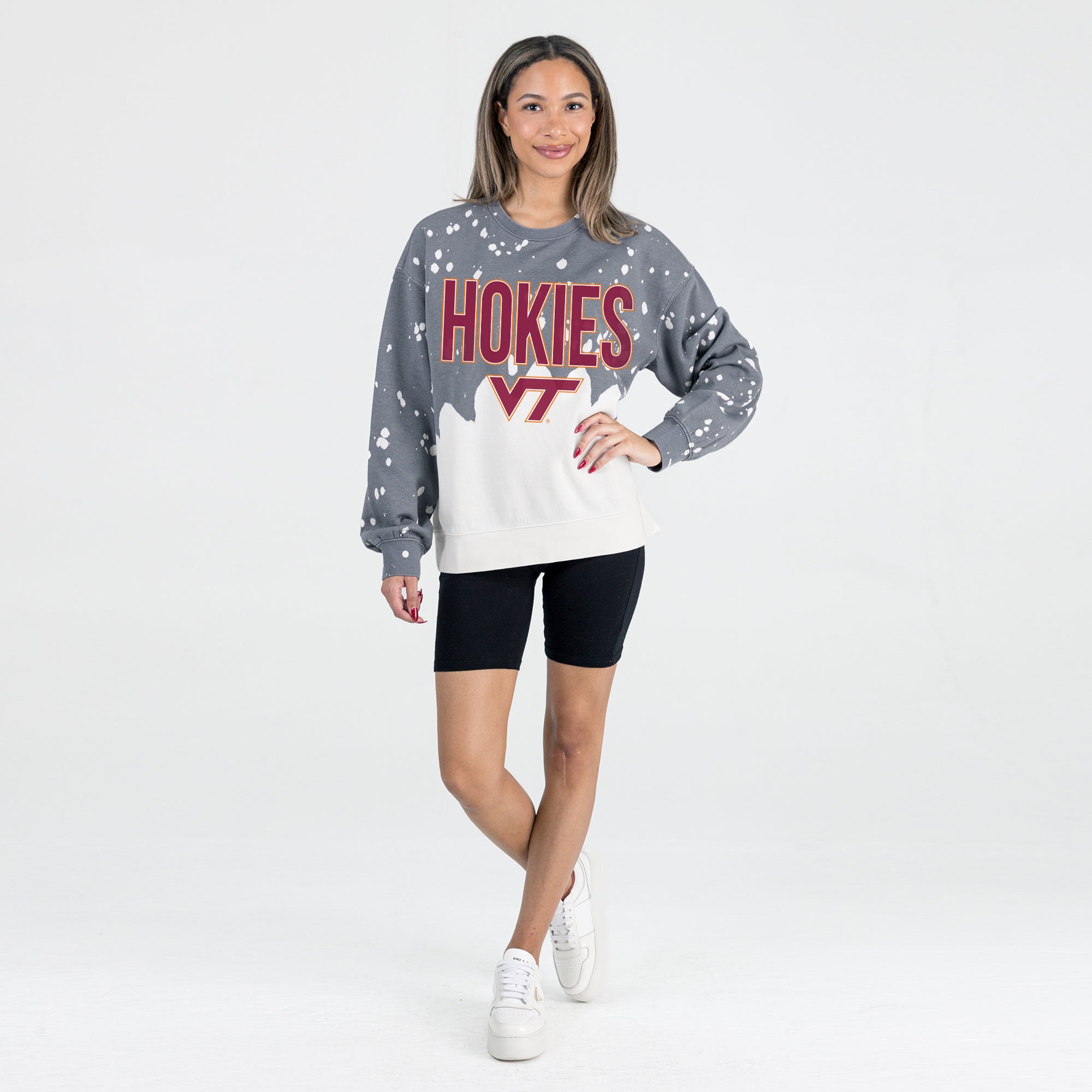 VIRGINIA TECH HOKIES CASUAL FAN LONG-SLEEVE FRENCH TERRY PULLOVER