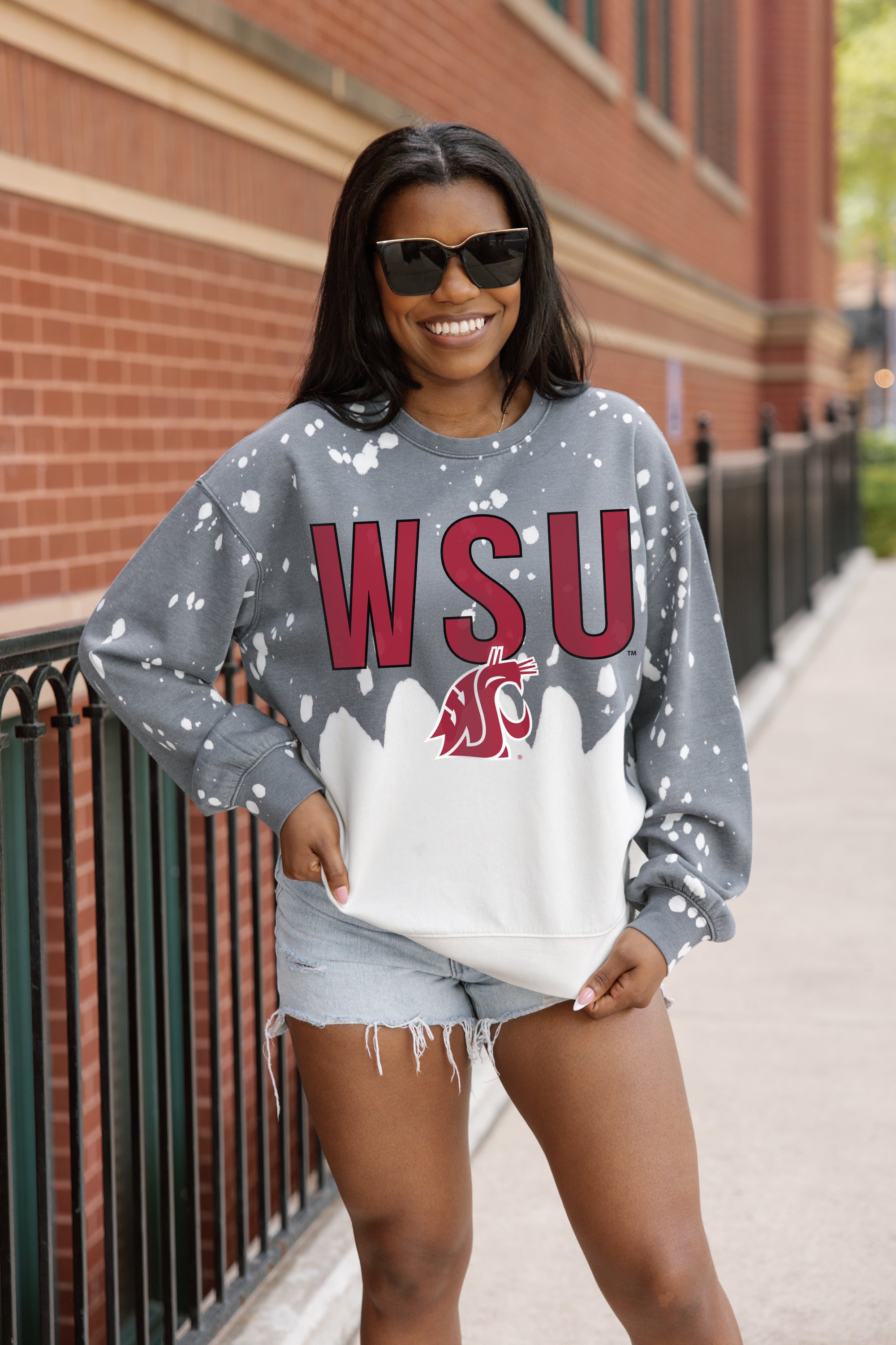WASHINGTON STATE COUGARS CASUAL FAN LONG-SLEEVE FRENCH TERRY PULLOVER