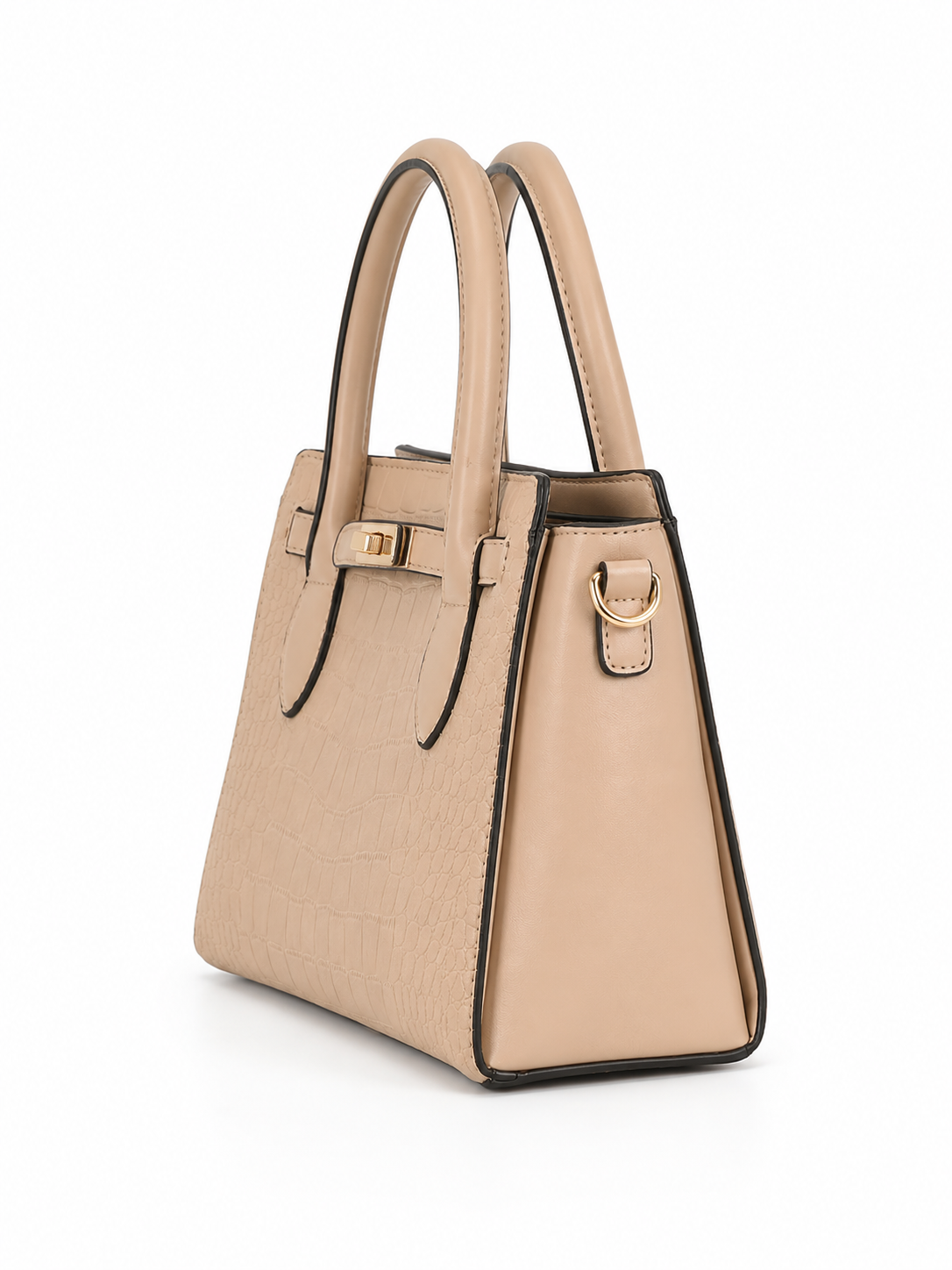 GOOD INTENTIONS CROCODILE PRINT EMBOSSED BAG IN TAN