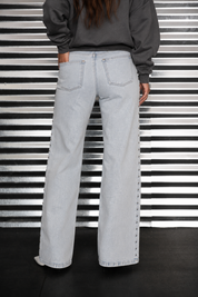 BREN SIDE STUDDED WIDE LEG DENIM