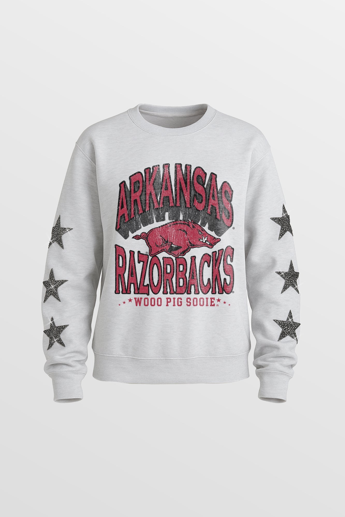 ARKANSAS RAZORBACKS KIDS STAR SLEEVE CREWNECK PULLOVER