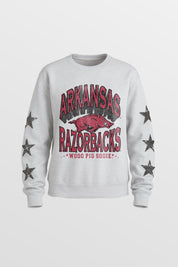 ARKANSAS RAZORBACKS KIDS STAR SLEEVE CREWNECK PULLOVER