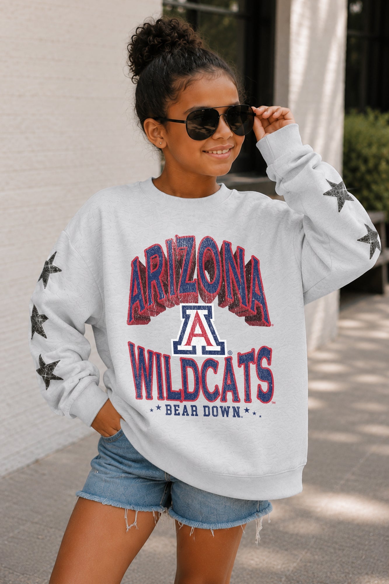 ARIZONA WILDCATS KIDS STAR SLEEVE CREWNECK PULLOVER
