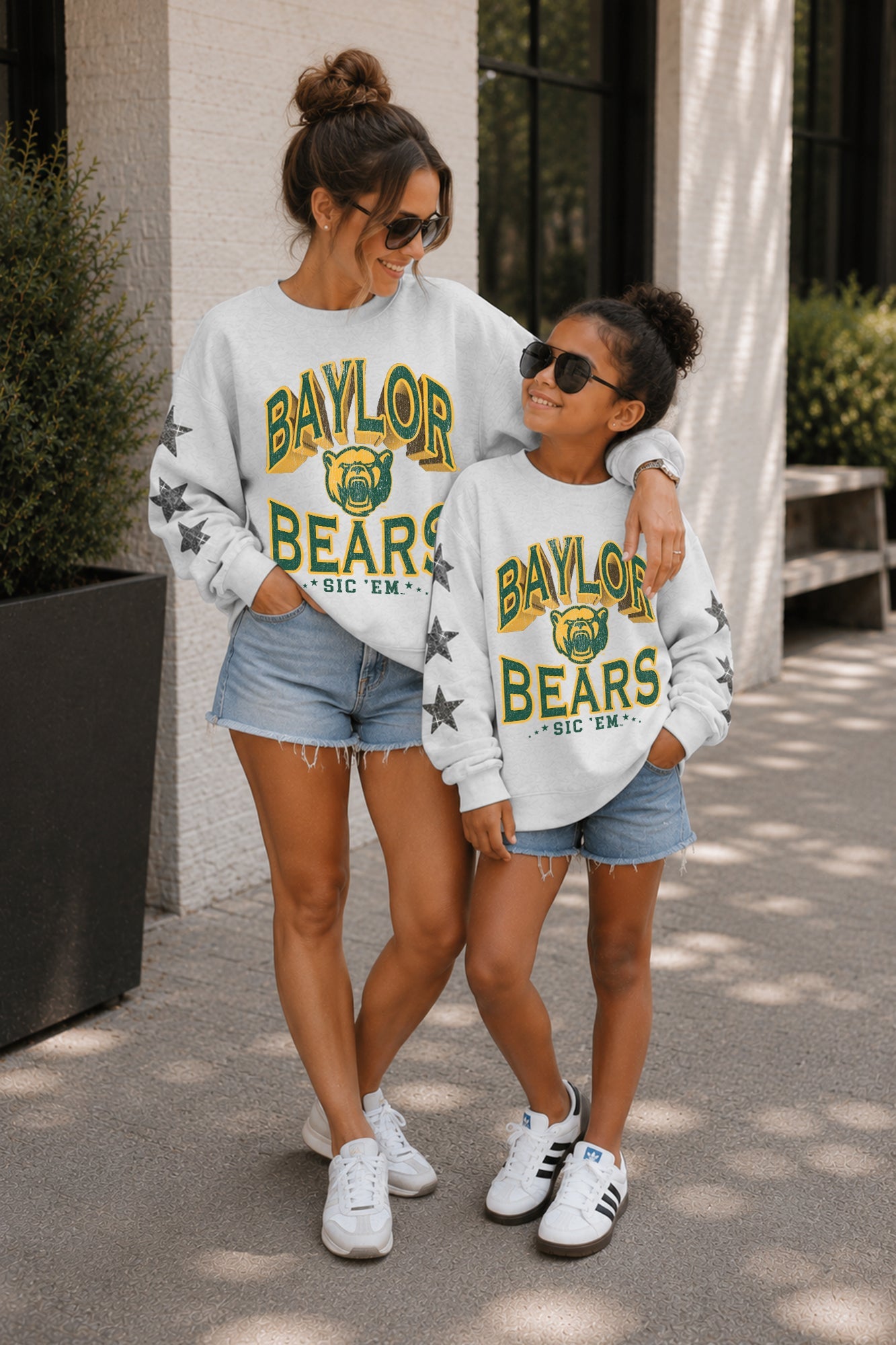 BAYLOR BEARS KIDS STAR SLEEVE CREWNECK PULLOVER