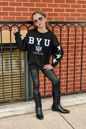 BYU COUGARS VELOCITY KIDS STAR SLEEVE CREWNECK PULLOVER