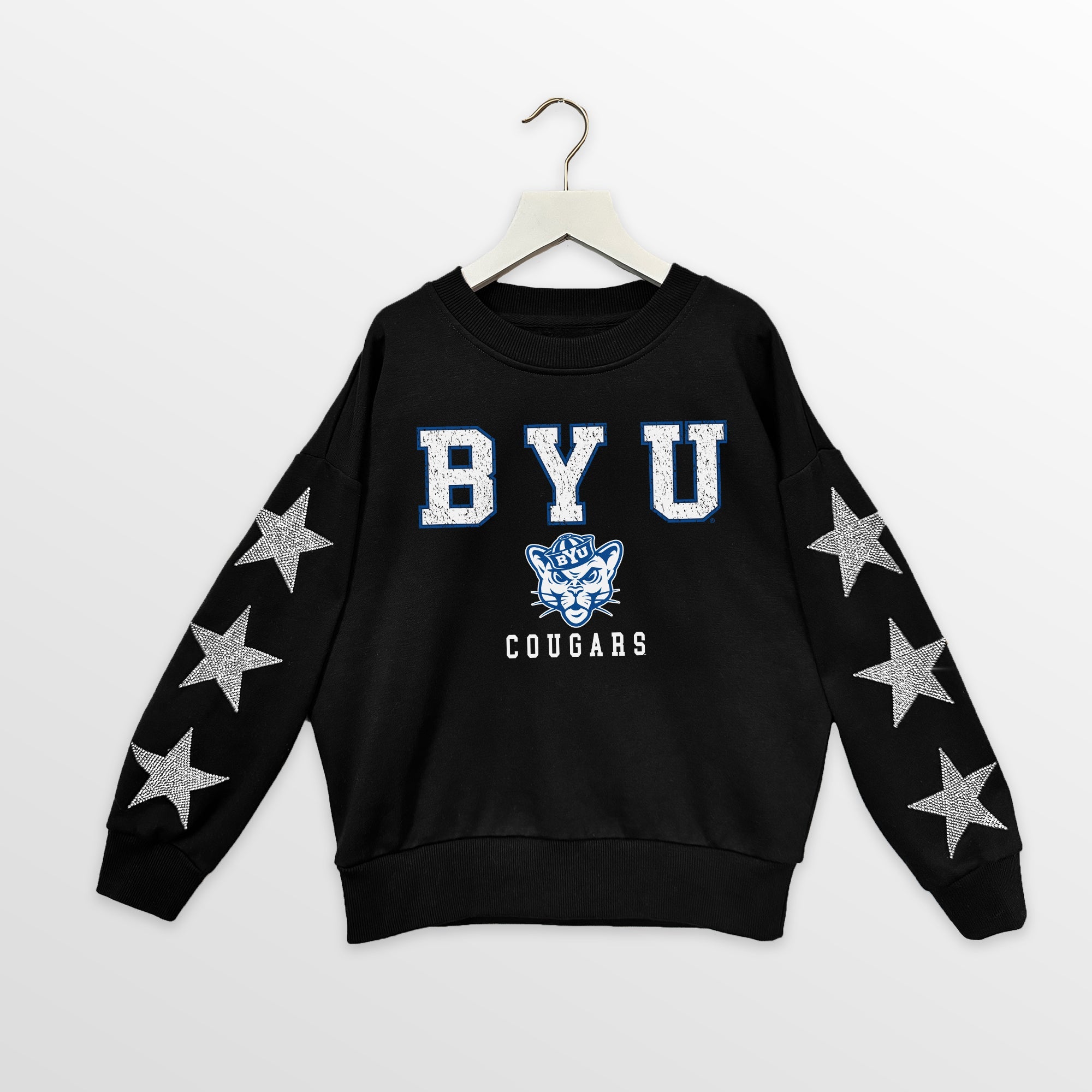 BYU COUGARS VELOCITY KIDS STAR SLEEVE CREWNECK PULLOVER