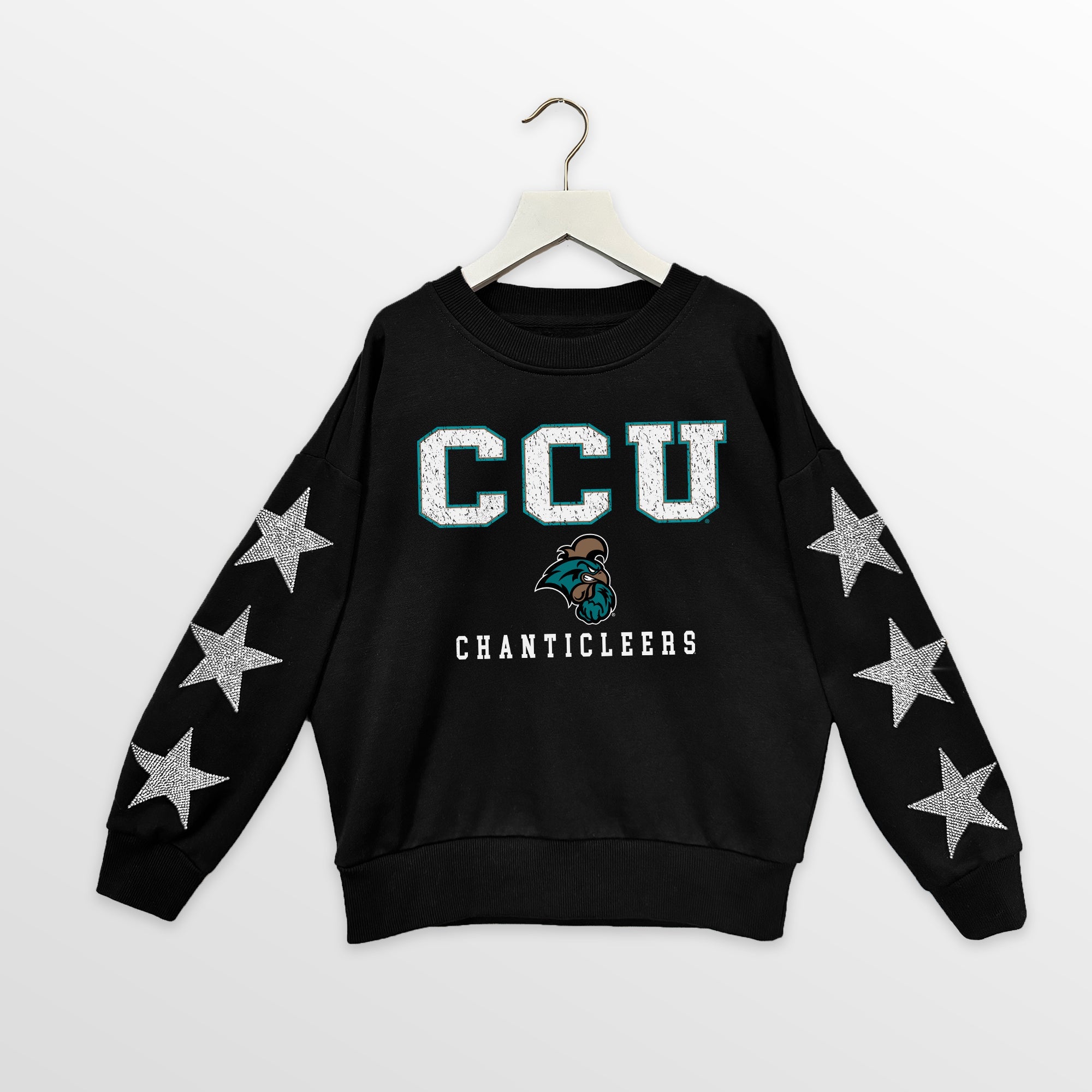 COASTAL CAROLINA CHANTICLEERS VELOCITY KIDS STAR SLEEVE CREWNECK PULLOVER