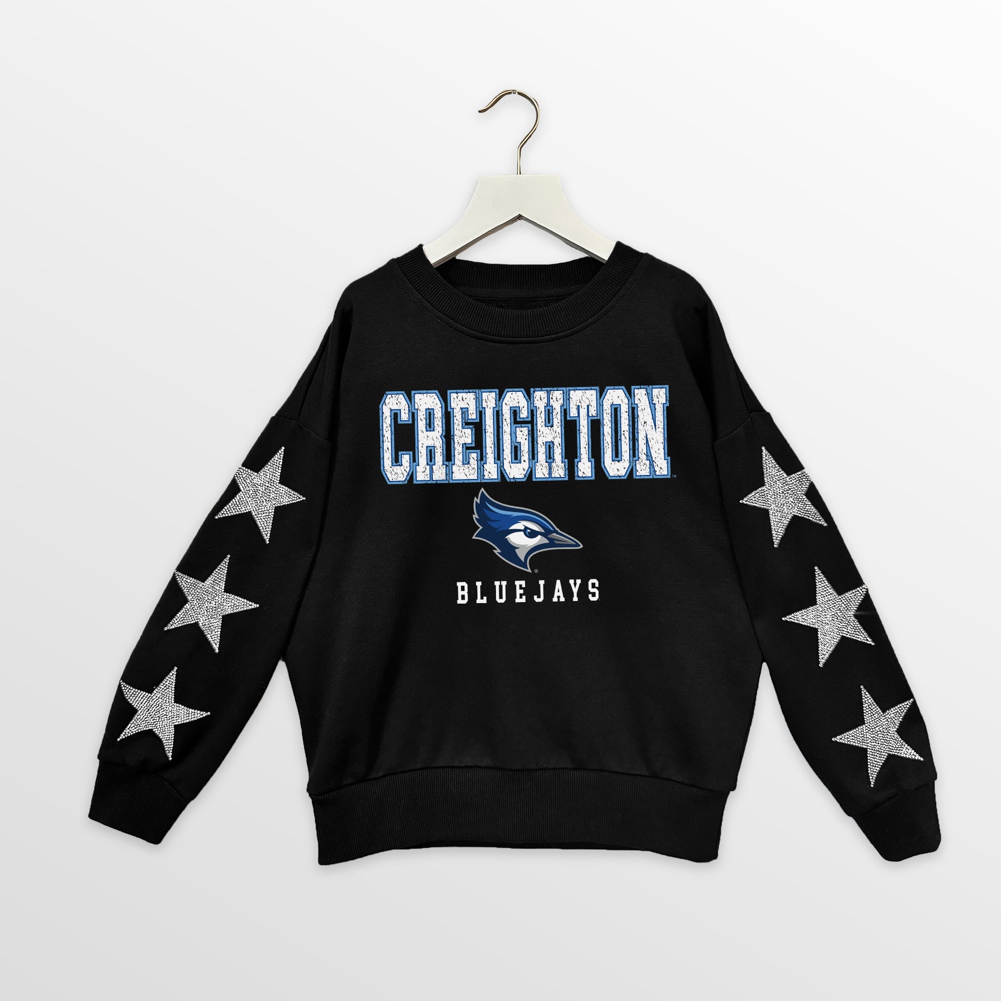 CREIGHTON BLUEJAYS VELOCITY KIDS STAR SLEEVE CREWNECK PULLOVER