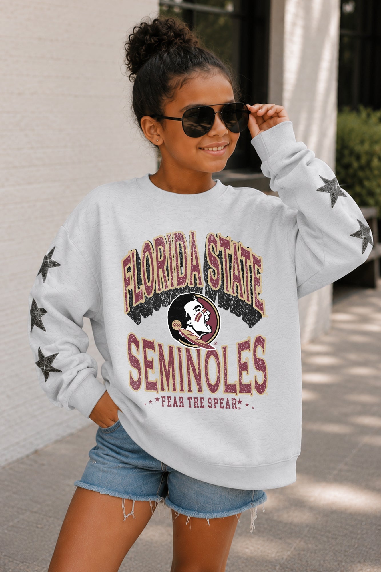 FLORIDA STATE SEMINOLES KIDS STAR SLEEVE CREWNECK PULLOVER
