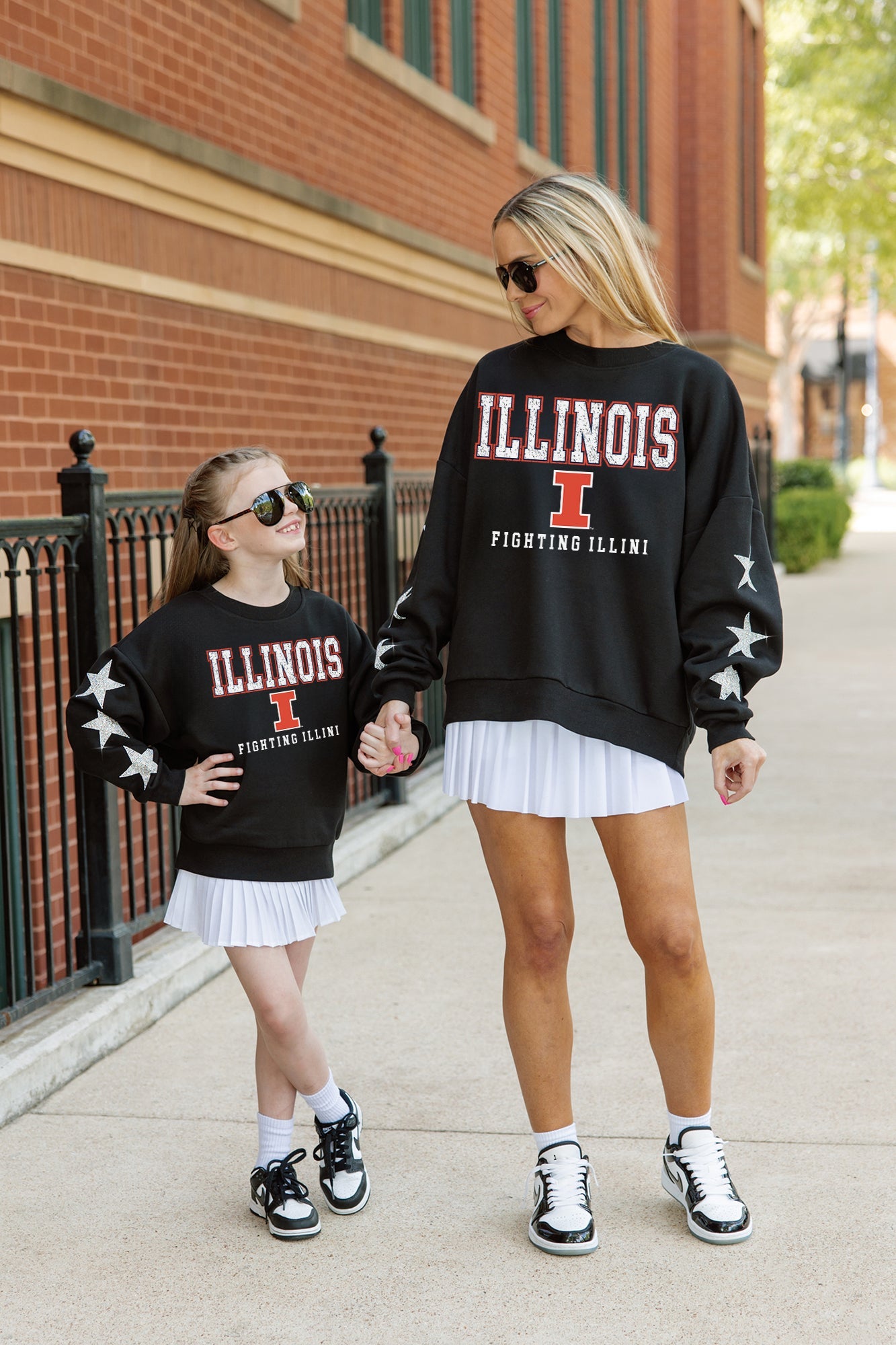 ILLINOIS FIGHTING ILLINI VELOCITY KIDS STAR SLEEVE CREWNECK PULLOVER