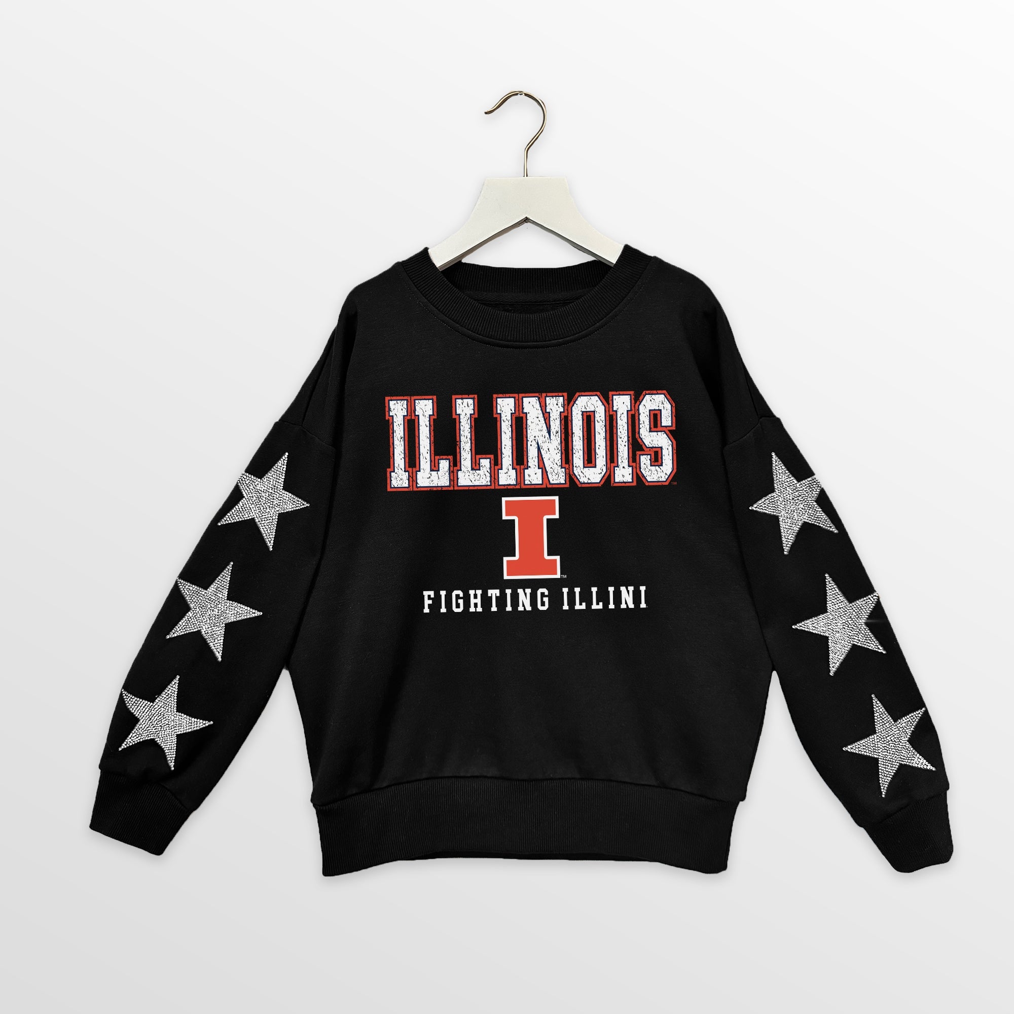 ILLINOIS FIGHTING ILLINI VELOCITY KIDS STAR SLEEVE CREWNECK PULLOVER