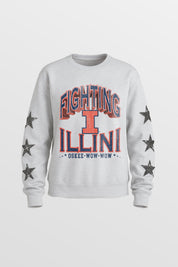 ILLINOIS FIGHTING ILLINI KIDS STAR SLEEVE CREWNECK PULLOVER