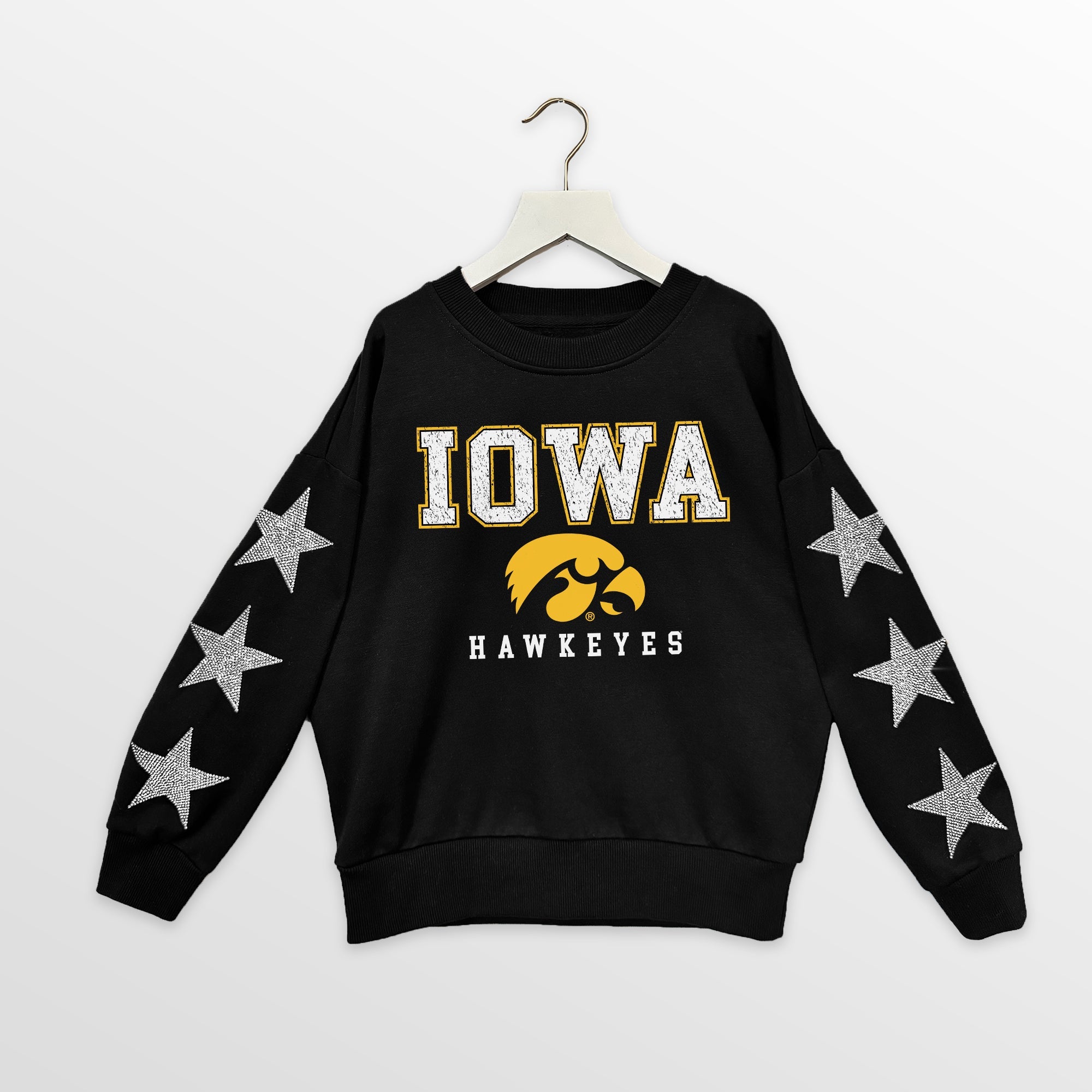 IOWA HAWKEYES VELOCITY KIDS STAR SLEEVE CREWNECK PULLOVER