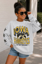 IOWA HAWKEYES KIDS STAR SLEEVE CREWNECK PULLOVER