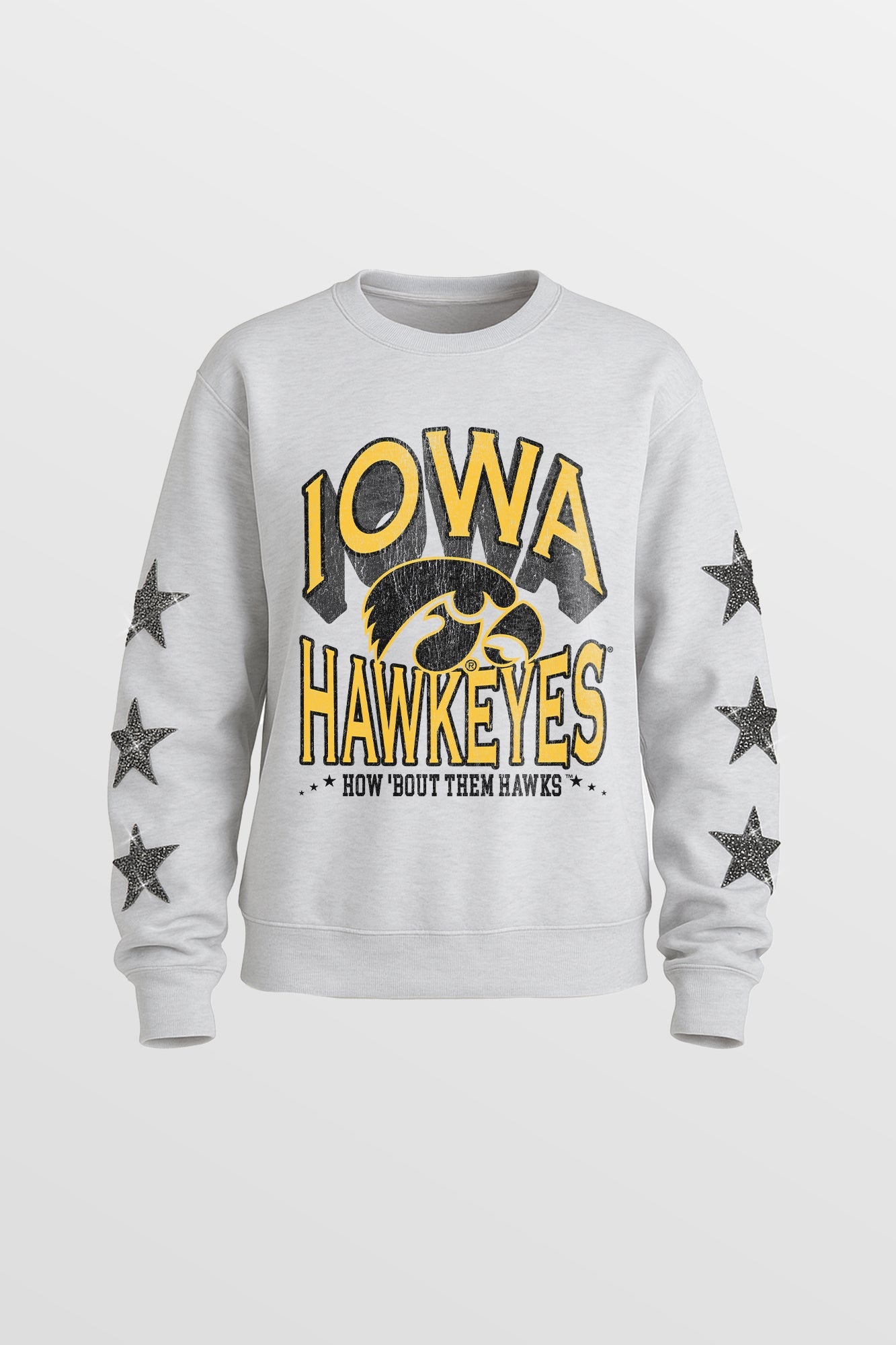 IOWA HAWKEYES KIDS STAR SLEEVE CREWNECK PULLOVER