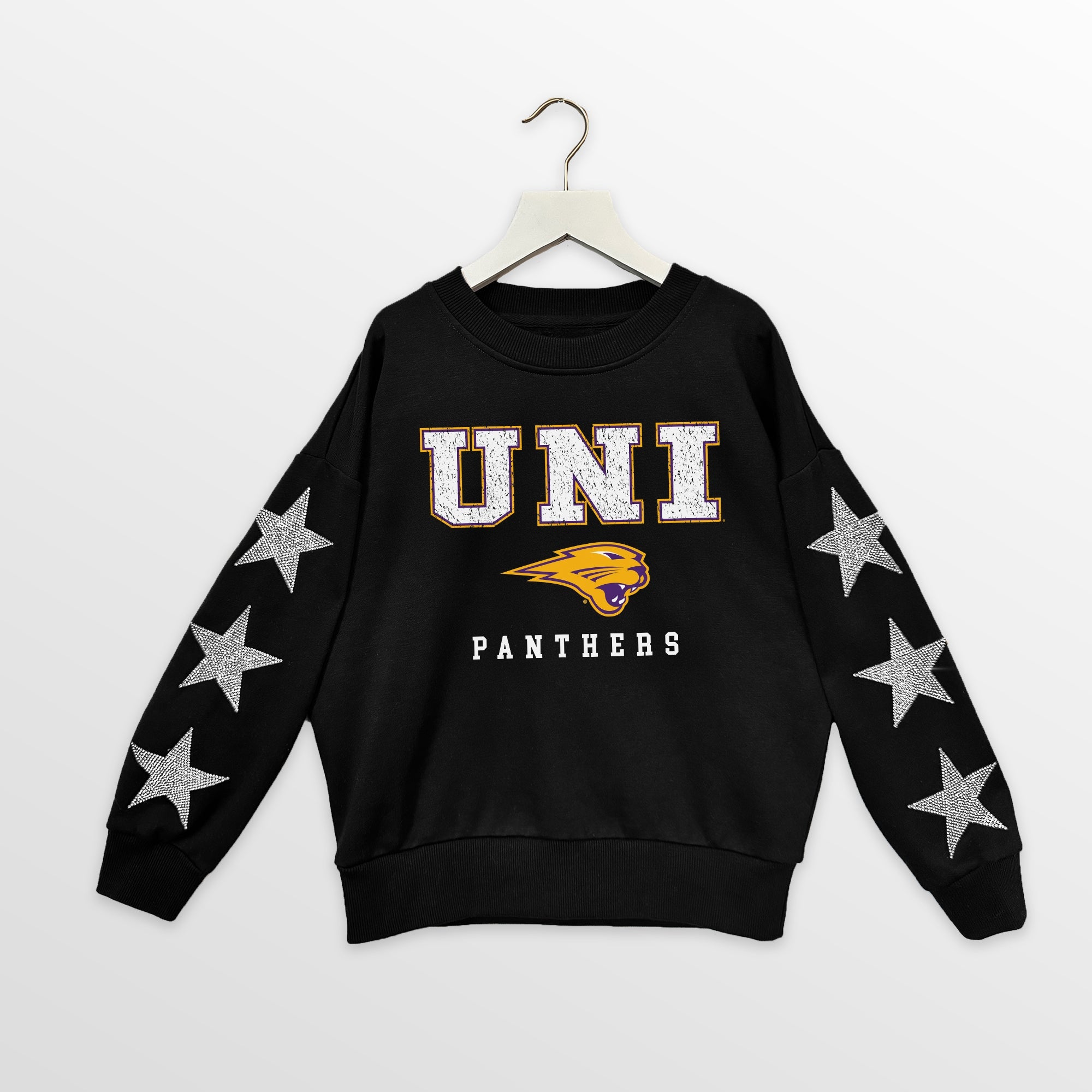 NORTHERN IOWA PANTHERS VELOCITY KIDS STAR SLEEVE CREWNECK PULLOVER