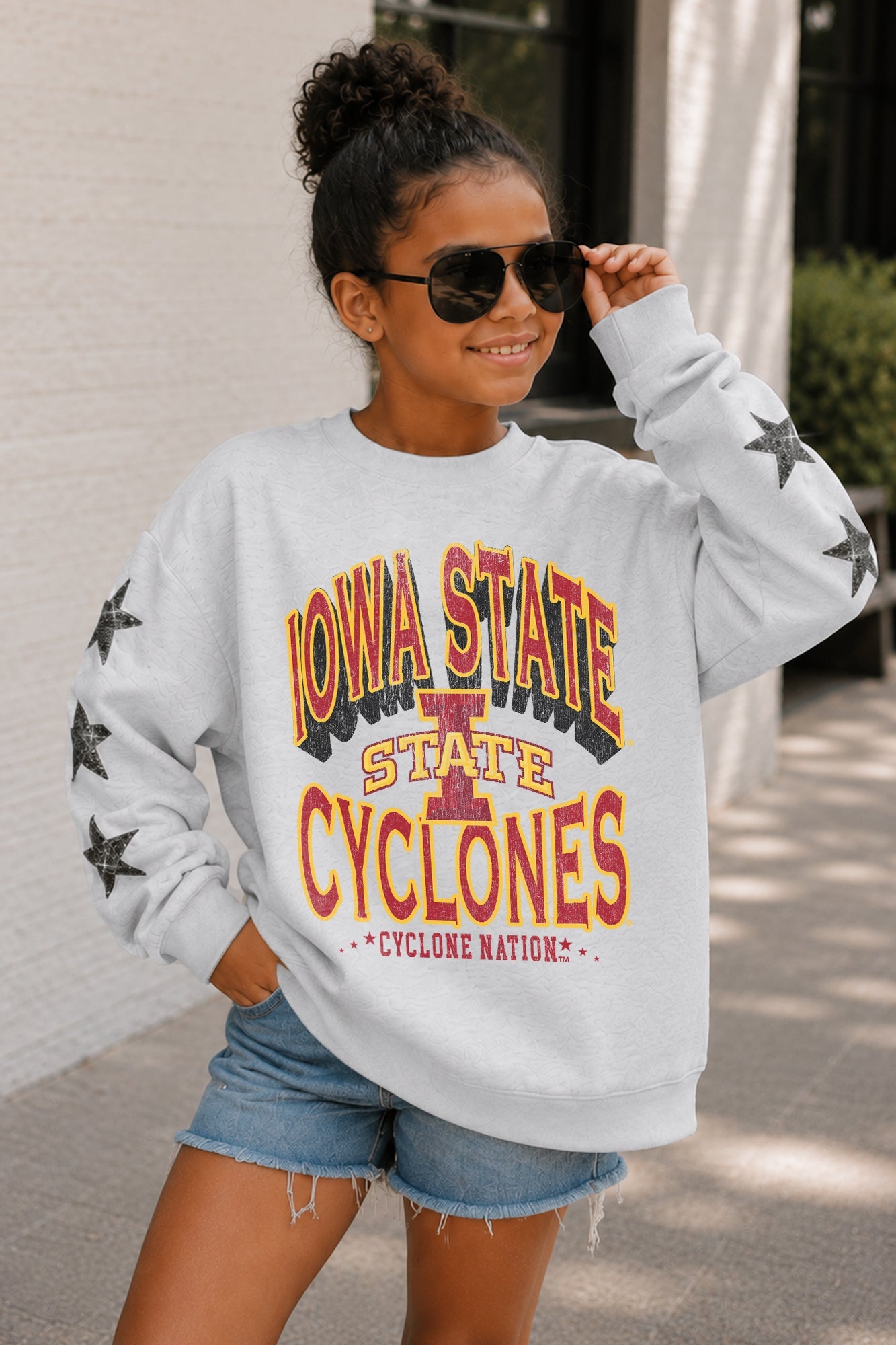 IOWA STATE CYCLONES KIDS STAR SLEEVE CREWNECK PULLOVER