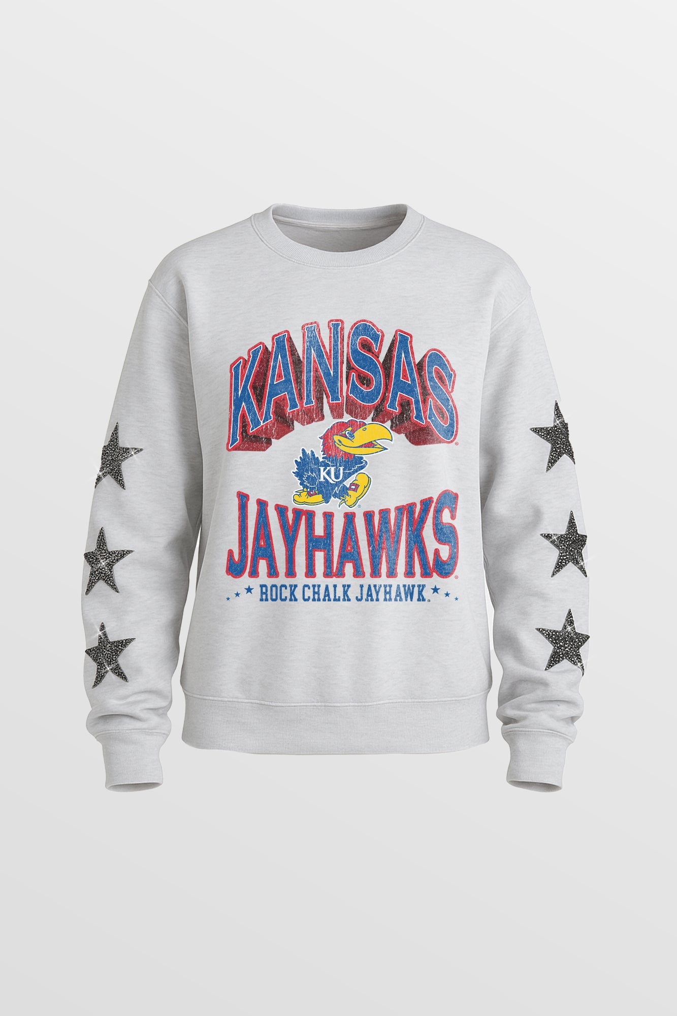KANSAS JAYHAWKS KIDS STAR SLEEVE CREWNECK PULLOVER