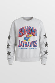 KANSAS JAYHAWKS KIDS STAR SLEEVE CREWNECK PULLOVER