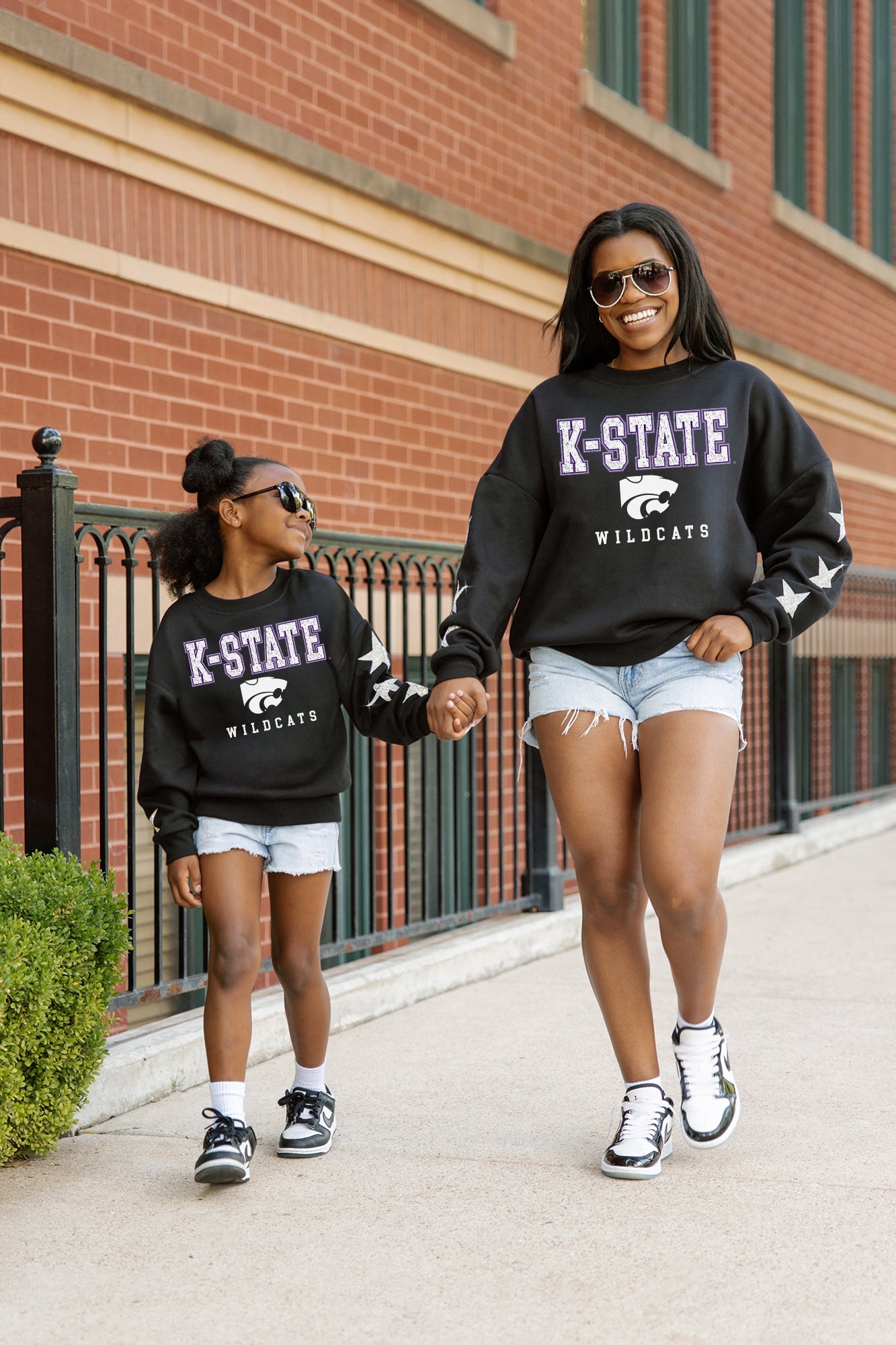 KANSAS STATE WILDCATS VELOCITY KIDS STAR SLEEVE CREWNECK PULLOVER