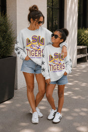 LSU TIGERS KIDS STAR SLEEVE CREWNECK PULLOVER