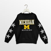 MICHIGAN WOLVERINES VELOCITY KIDS STAR SLEEVE CREWNECK PULLOVER