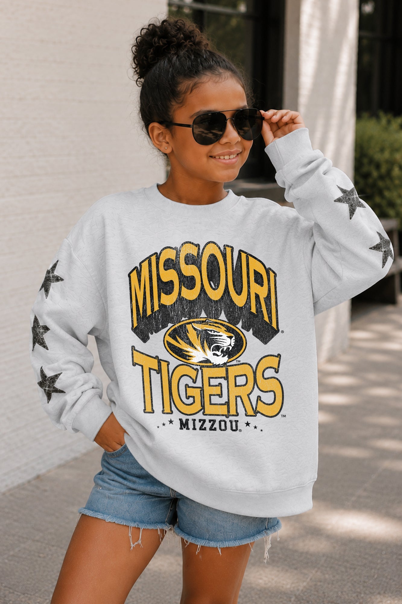 MISSOURI TIGERS KIDS STAR SLEEVE CREWNECK PULLOVER
