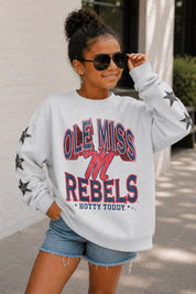 OLE MISS REBELS KIDS STAR SLEEVE CREWNECK PULLOVER
