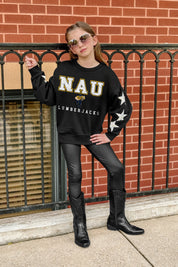 NORTHERN ARIZONA LUMBERJACKS VELOCITY KIDS STAR SLEEVE CREWNECK PULLOVER
