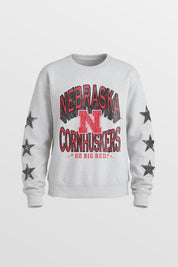NEBRASKA CORNHUSKERS KIDS STAR SLEEVE CREWNECK PULLOVER