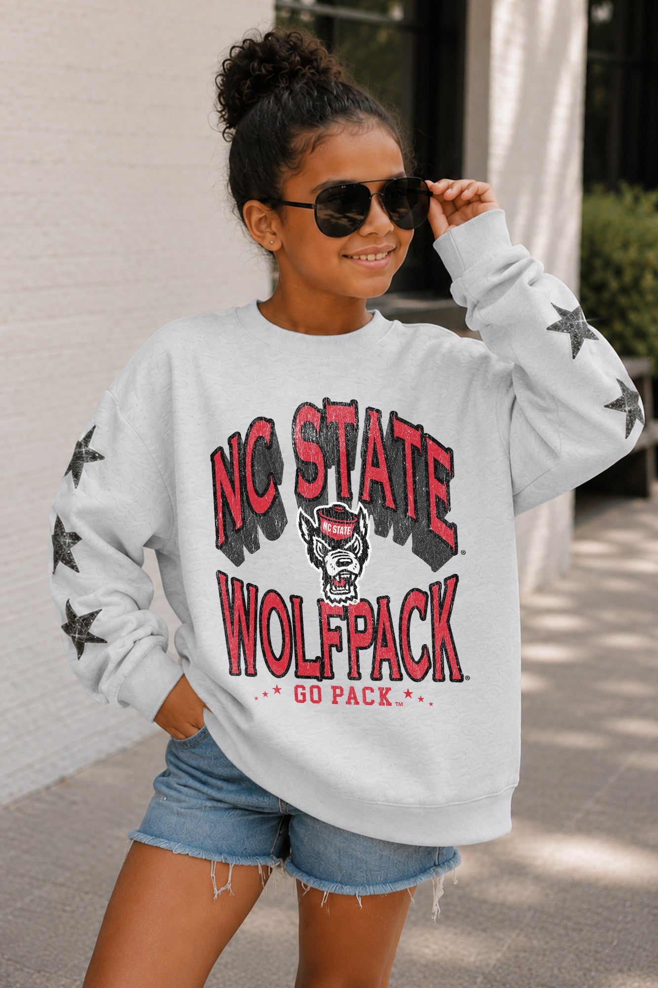 NORTH CAROLINA STATE WOLFPACK KIDS STAR SLEEVE CREWNECK PULLOVER