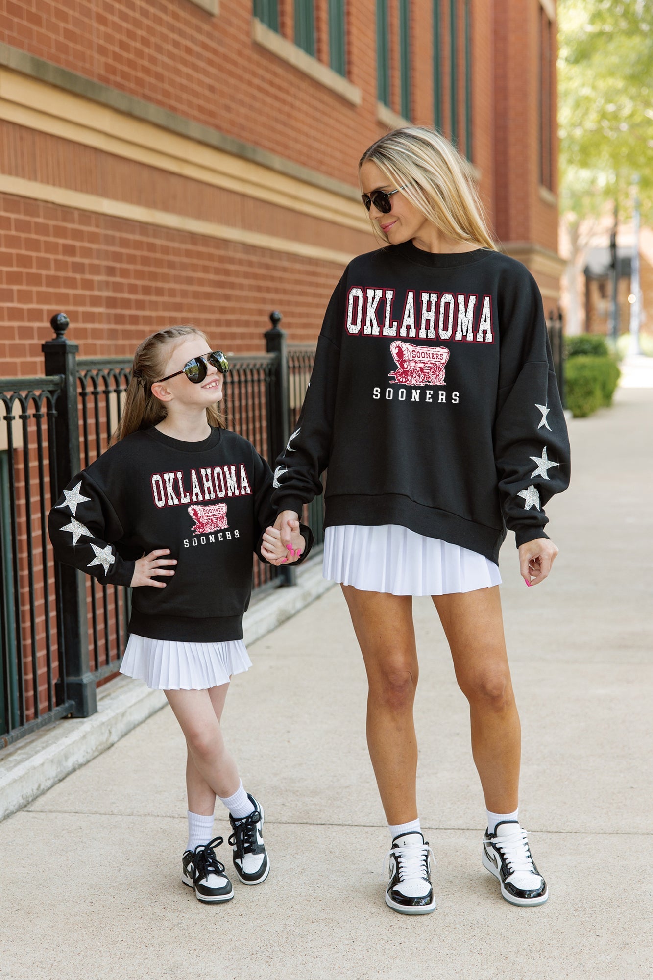 OKLAHOMA SOONERS VELOCITY KIDS STAR SLEEVE CREWNECK PULLOVER