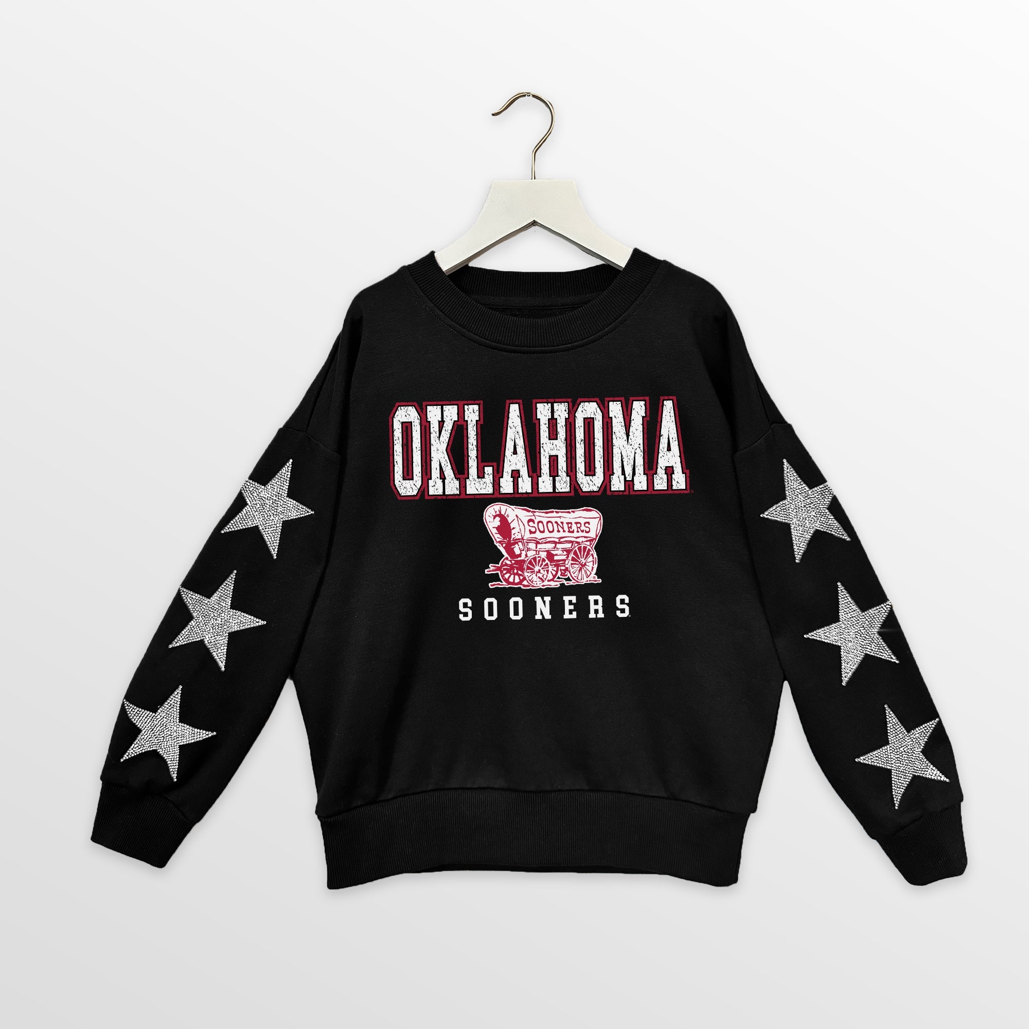 OKLAHOMA SOONERS VELOCITY KIDS STAR SLEEVE CREWNECK PULLOVER