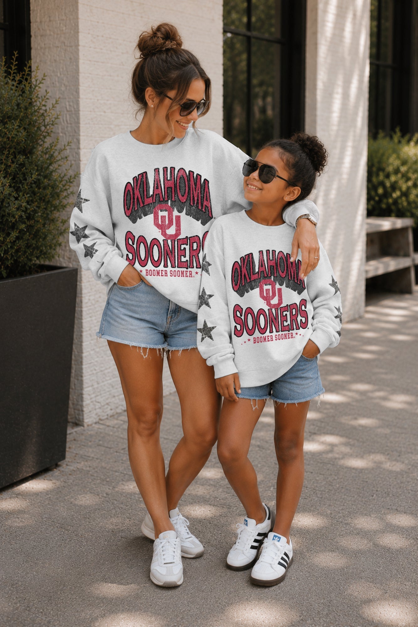 OKLAHOMA SOONERS KIDS STAR SLEEVE CREWNECK PULLOVER