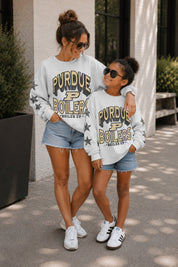 PURDUE BOILERMAKERS KIDS STAR SLEEVE CREWNECK PULLOVER