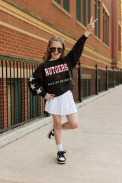 RUTGERS SCARLET KNIGHTS VELOCITY KIDS STAR SLEEVE CREWNECK PULLOVER
