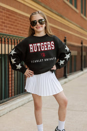RUTGERS SCARLET KNIGHTS VELOCITY KIDS STAR SLEEVE CREWNECK PULLOVER