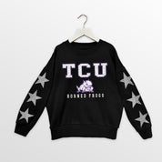 TCU HORNED FROGS VELOCITY KIDS STAR SLEEVE CREWNECK PULLOVER