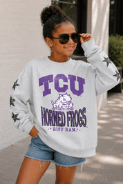TCU HORNED FROGS KIDS STAR SLEEVE CREWNECK PULLOVER