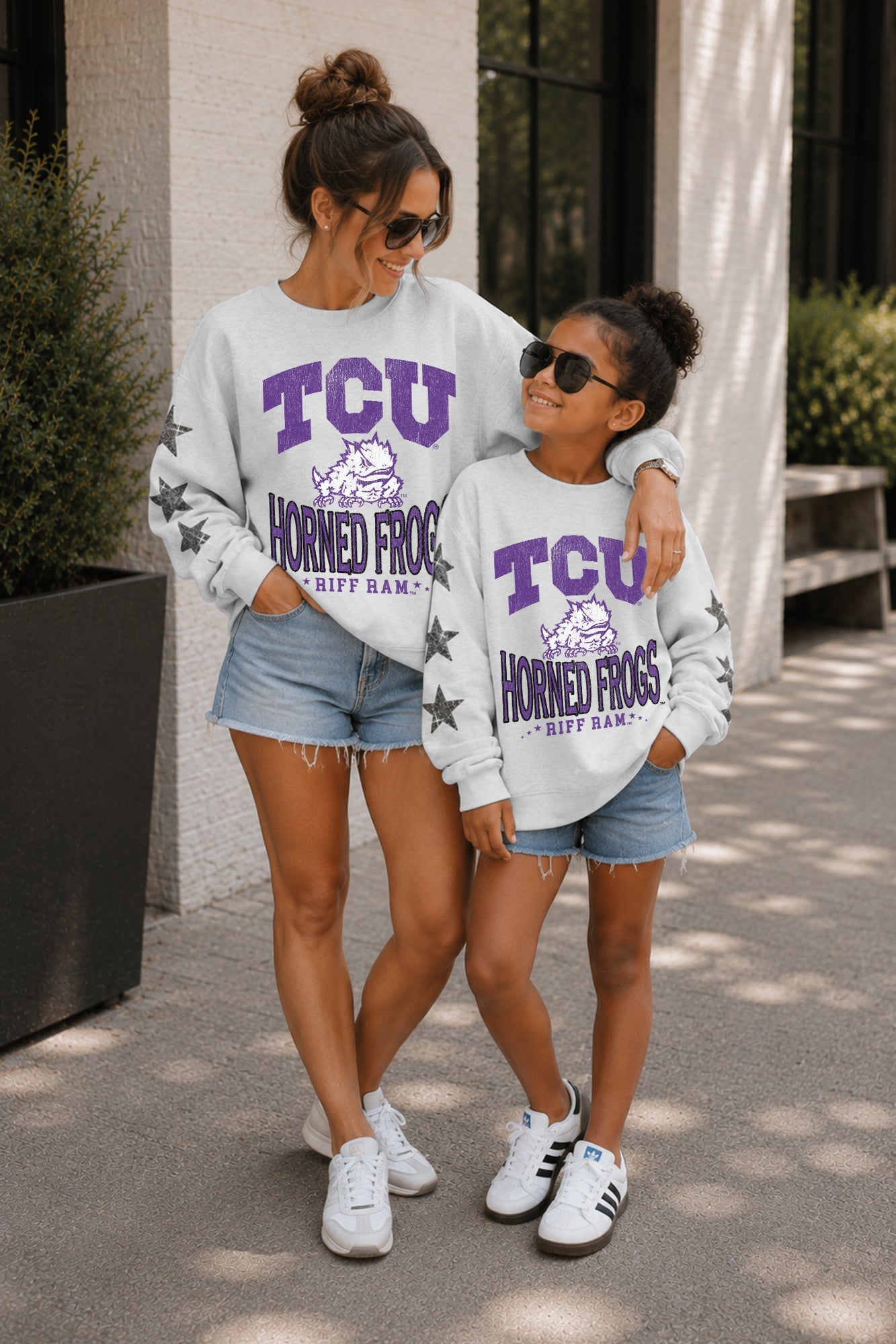 TCU HORNED FROGS KIDS STAR SLEEVE CREWNECK PULLOVER