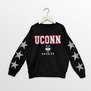 UCONN HUSKIES VELOCITY KIDS STAR SLEEVE CREWNECK PULLOVER