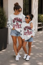 UTAH UTES KIDS STAR SLEEVE CREWNECK PULLOVER
